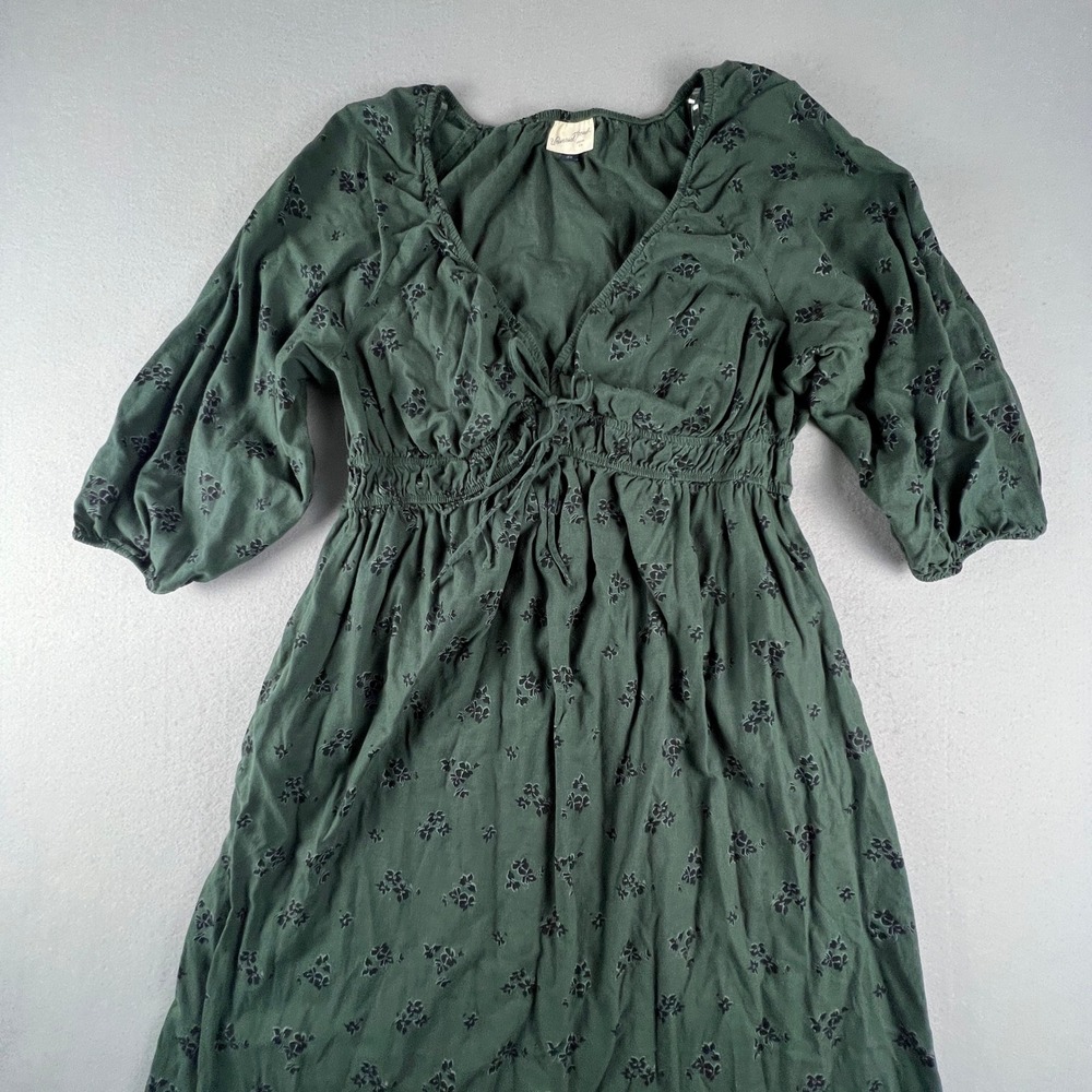 Universal Thread Midi Dress Womens XXL Green Floral Linen Blend Boho Cottagecore - Picture 4 of 16